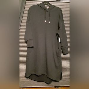 Old Navy Black Hooded Sweatshirt Shift Dress-Size Large Petite